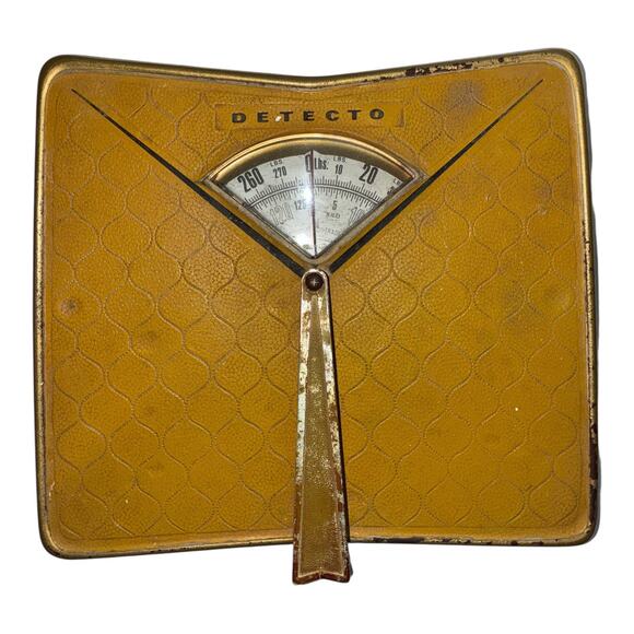 Vintage Working Detecto Bathroom Scale Yellow Mid Century Modern Retro Decor - Picture 1 of 4